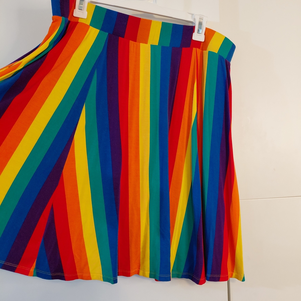 Torrid Rainbow Pride Striped Super Soft Knit Skirt, Shorts, Skort with pockets